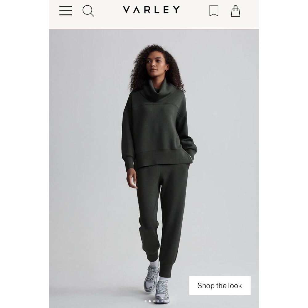 Varley Priya Longline‎ Cowl Neck Sweatshirt Olive Marl Small Excellent Condition